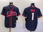 Men's Houston Texans #1 Stefon Diggs Navy With Patch Cool Base Stitched Baseball Jersey,baseball caps,new era cap wholesale,wholesale hats